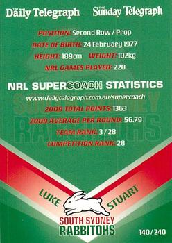 2010 Daily Telegraph NRL #140 Luke Stuart Back